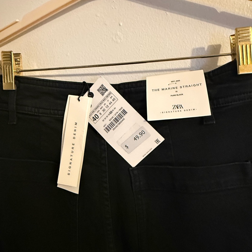 NWT Zara Black Marine Straight Jeans